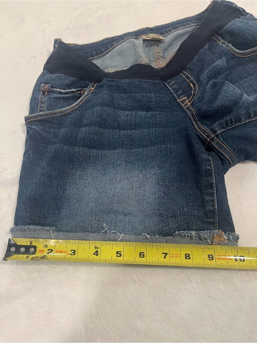 Indigo Blue Maternity Jean Shorts with Cuffed Hem - Size XS - Picture 8 of 8